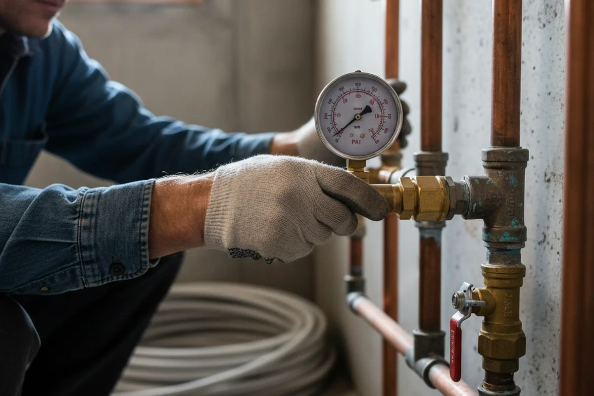 Pressure testing a repaired line during Water Line Repair in Golden Valley